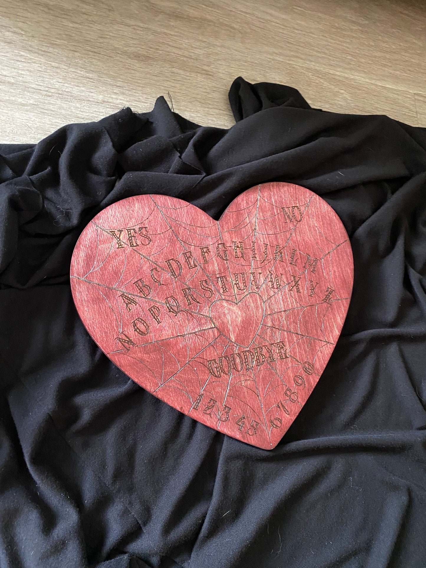 Ouija Wood Burned Heart Piece
